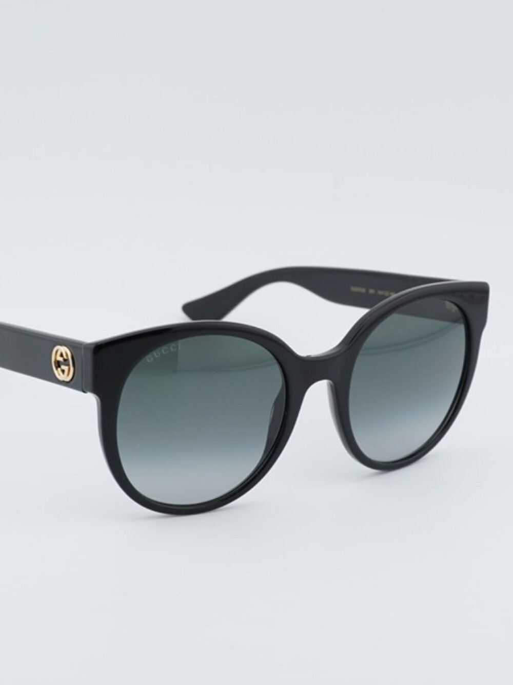Gucci GG0035S 001 Women Sunglasses Black Round Frame, Grey Lenses